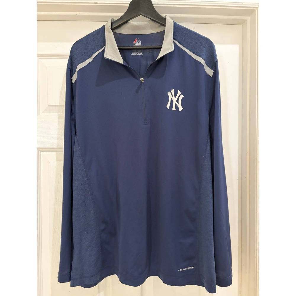 Majestic New York Yankees Cool Base Quarter Zip Pullover Men's XL Navy